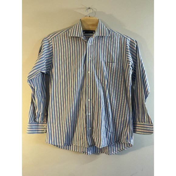 BURBERRY London 100% Cotton Striped Button Down Mens Shirt  16L Read Description - Picture 1 of 8